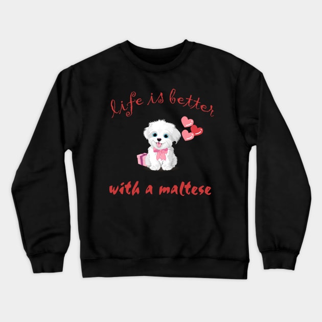 Maltese dog Crewneck Sweatshirt by khalid12